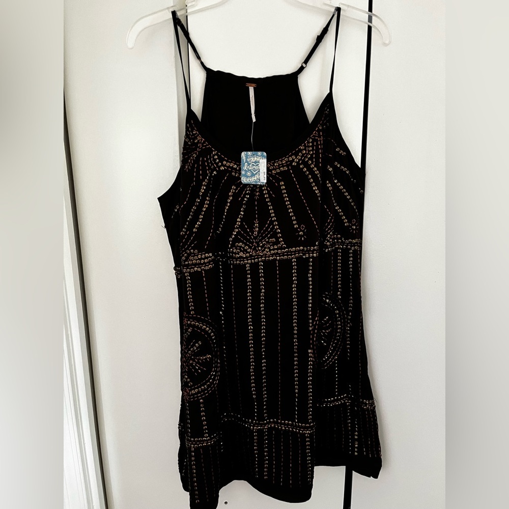 Free People Black Embellished Dress NWT